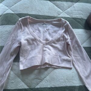 Garage Light Pink Ribbed Crop Top